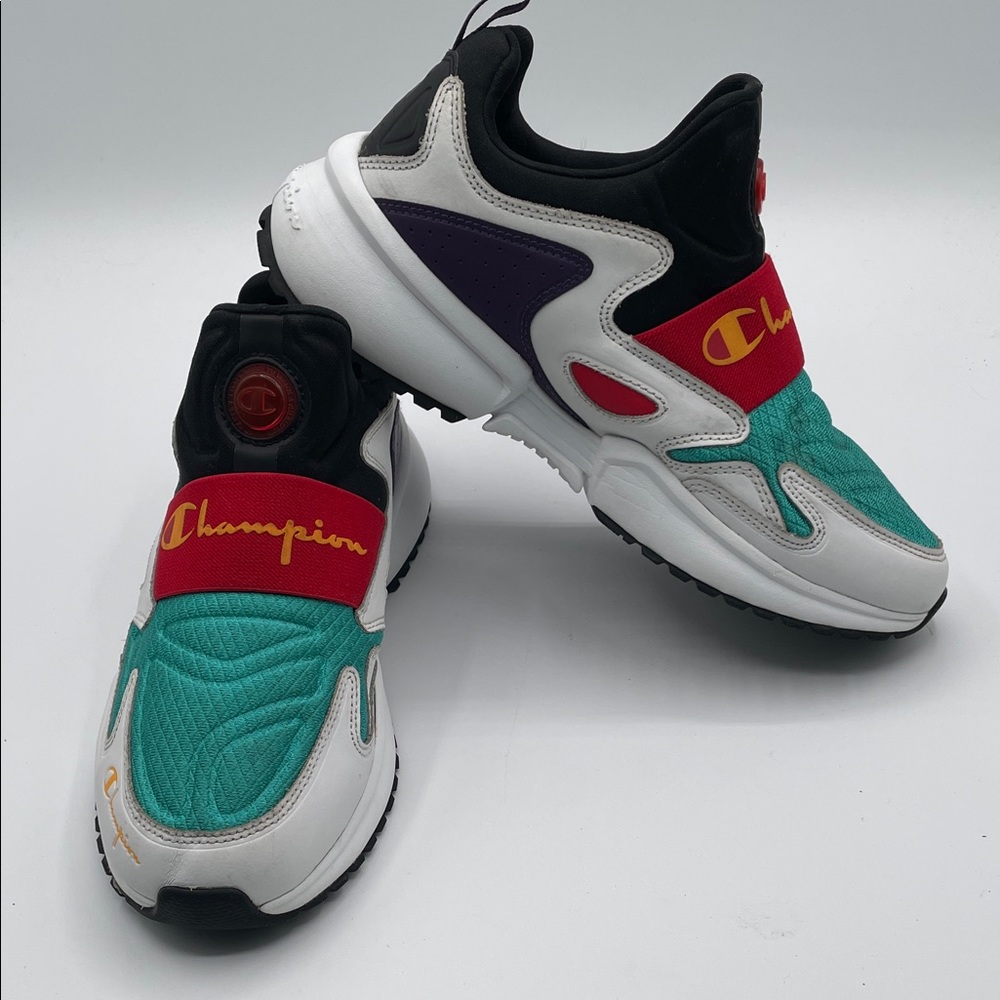 Champion Kids' Youth 6 Teal, White & Red Slip-On Sneakers